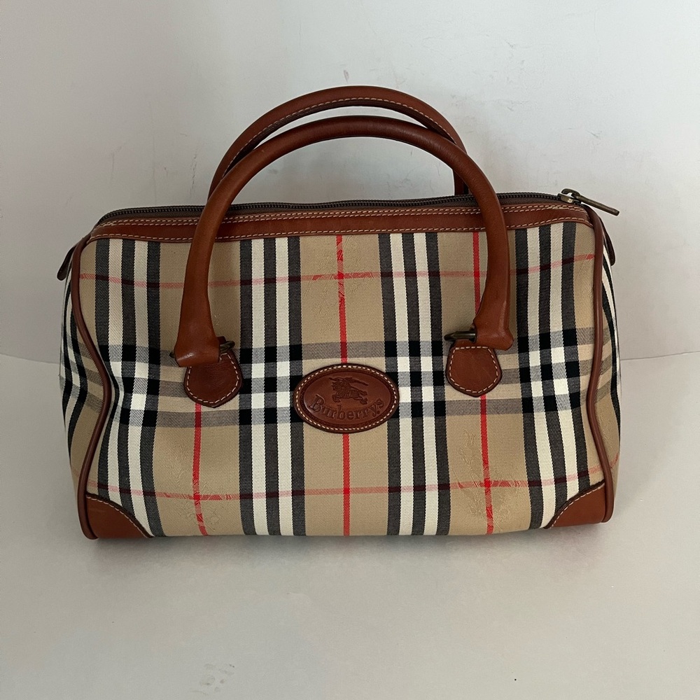 Vintage Burberry Haymarket House Check Boston Bag
